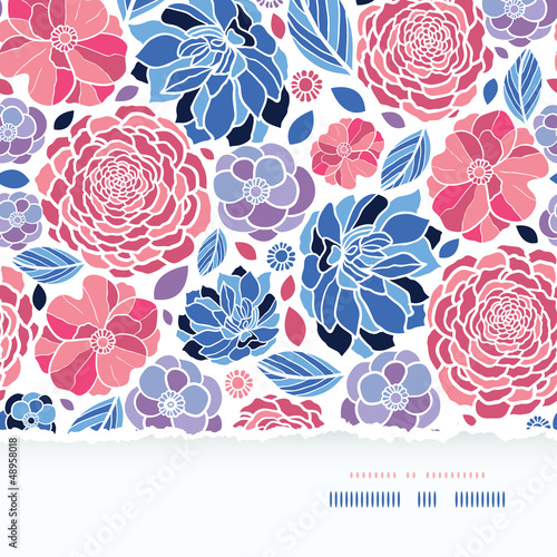 Vector colorful abstract summer flowers torn paper horizontal