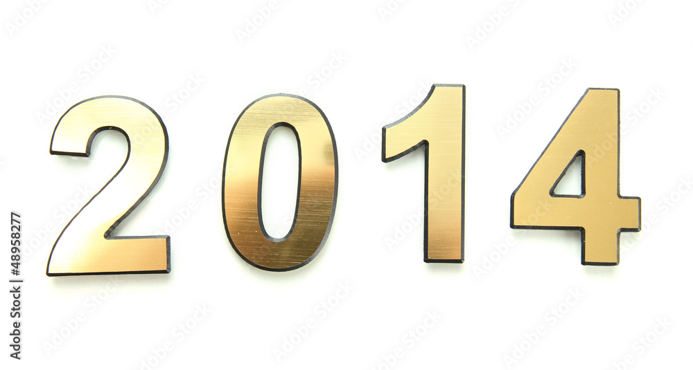 2014 in golden numbers, isolated on white 2014 in golden numbers, isolated on white