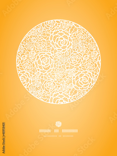 Vector golden lace roses circle vignette seamless pattern