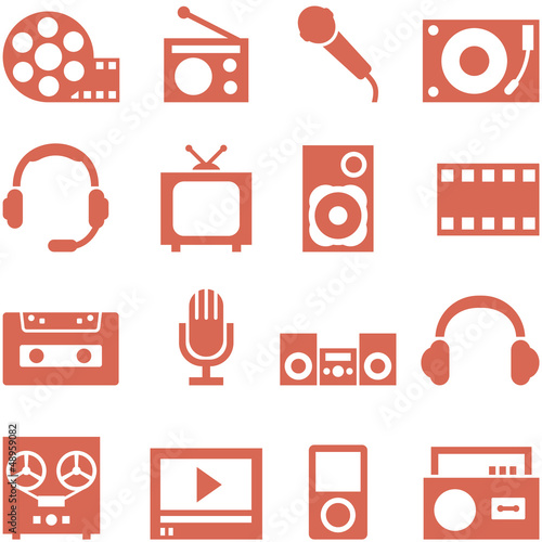 Icon set of gadgets and devices in a retro style.