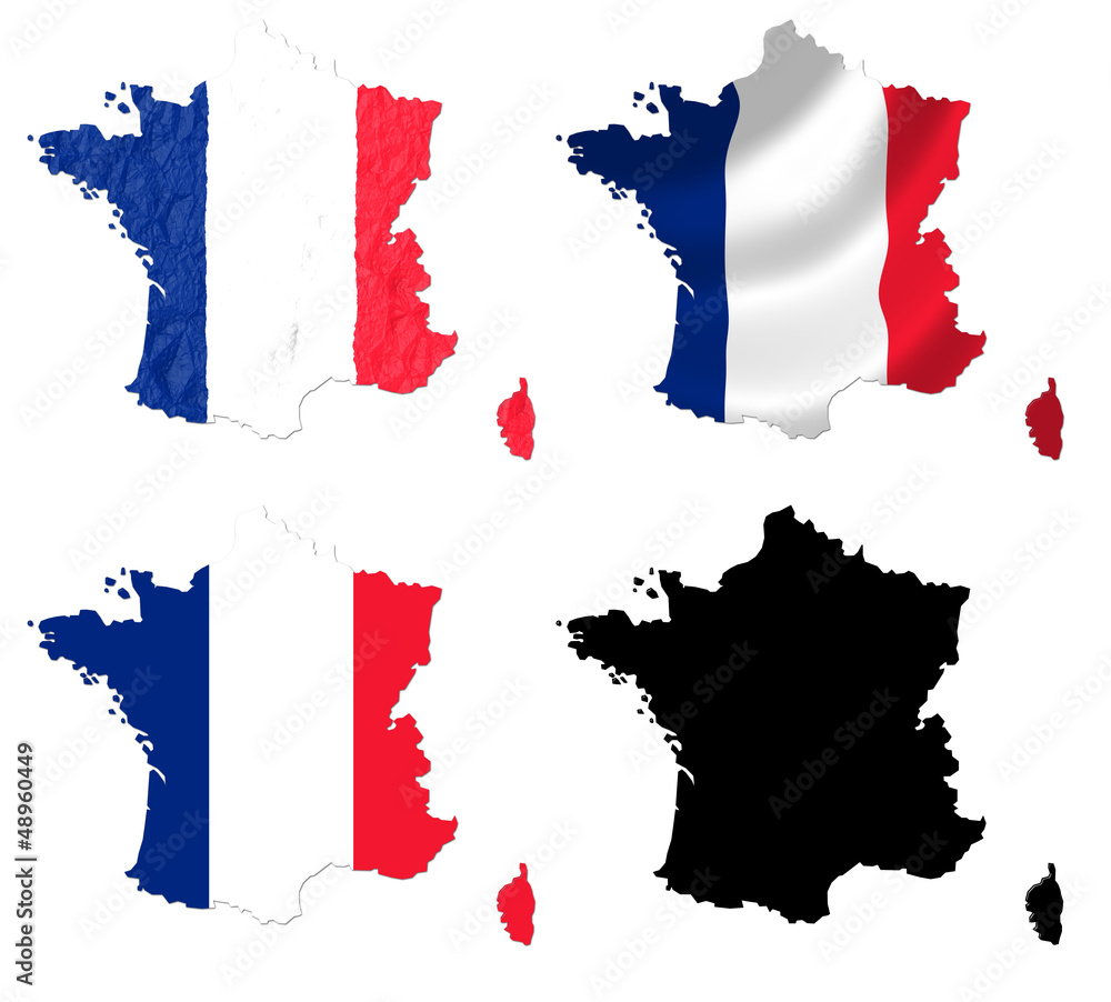Fototapeta premium France flag over map collage