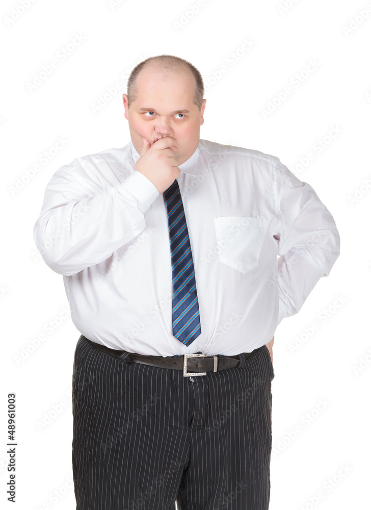 Obese businessman making gesturing Obese businessman making gesturing