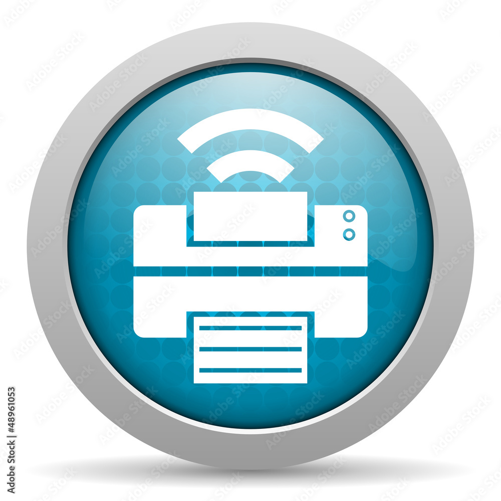 print blue glossy icon on white background print blue glossy icon on white background