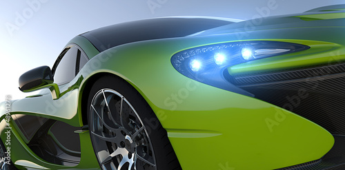 green sportcar closeup