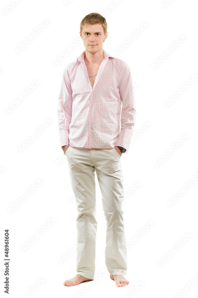 Young man in pants and shirt Young man in pants and shirt