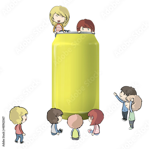 kids around Tin. Vector design