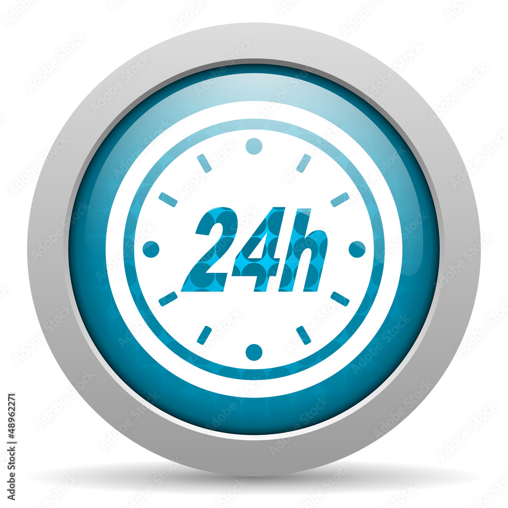 24h blue glossy icon on white background 24h blue glossy icon on white background