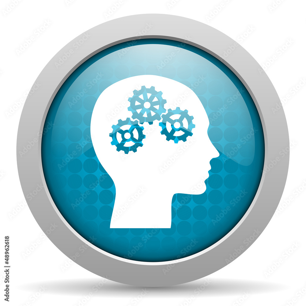 head blue glossy icon on white background head blue glossy icon on white background