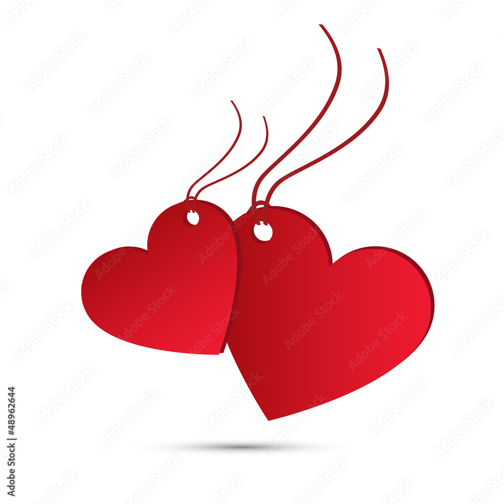 Holiday card. Two red hearts for valentines day Holiday card. Two red hearts for valentines day