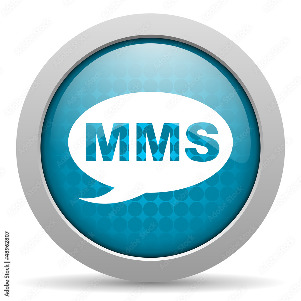 mms blue glossy icon on white background mms blue glossy icon on white background