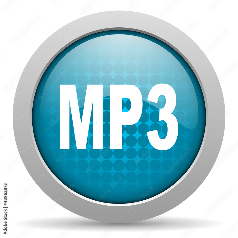mp3 blue glossy icon on white background mp3 blue glossy icon on white background