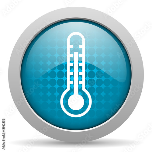 thermometer blue glossy icon on white background