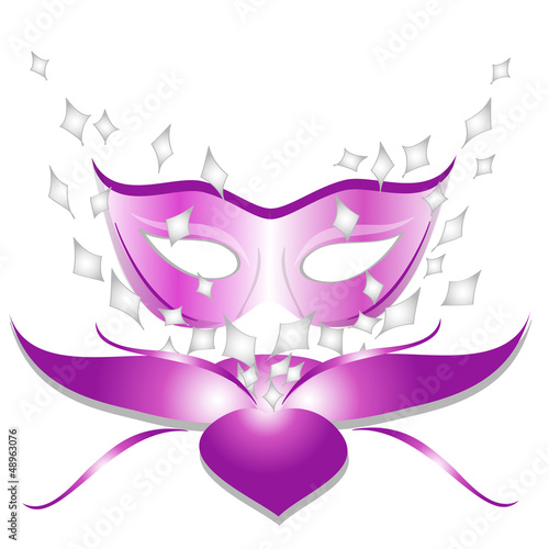 maschera fucsia e coriandoli