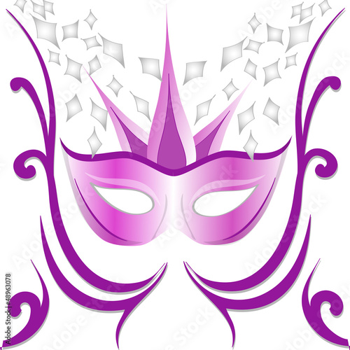 decorazione maschera fucsia e coriandoli