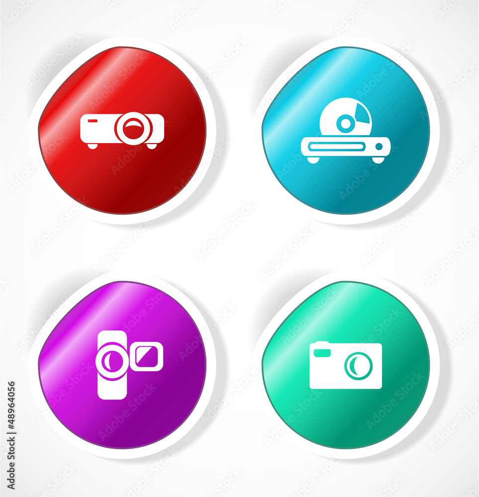 Set of stickers with icons Set of stickers with icons