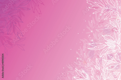 Vector glowing pink tree branches horizontal background with