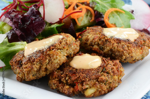 Crab cakes with salad