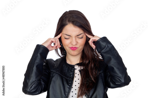 Canvas Print Jeune fille brune avec des maux de tete