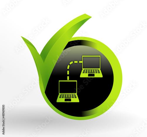 icône réseau sur bouton vert et noir