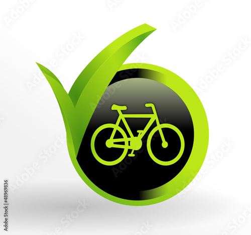 icône vélo sur bouton vert et noir