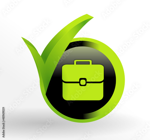 icône valise sur bouton vert et noir