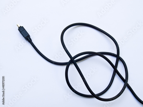 Black usb cable isolated on white background