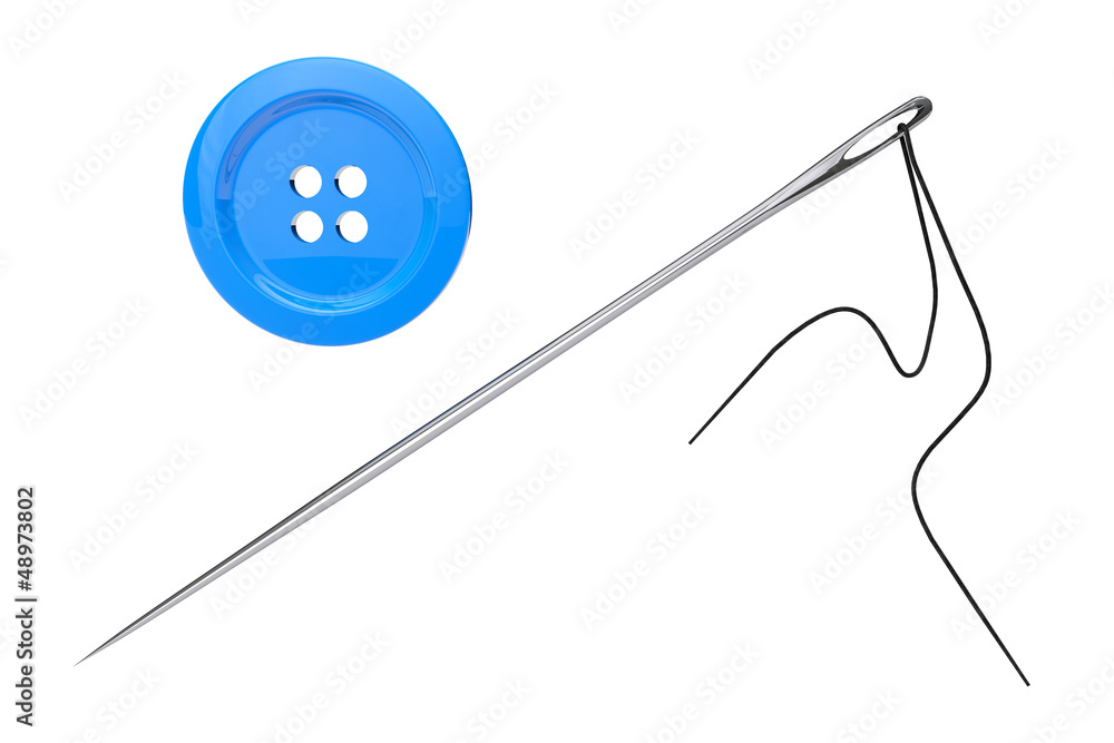 Fototapeta premium Needle and Blue Button