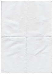 Isolated old white folded torn paper.