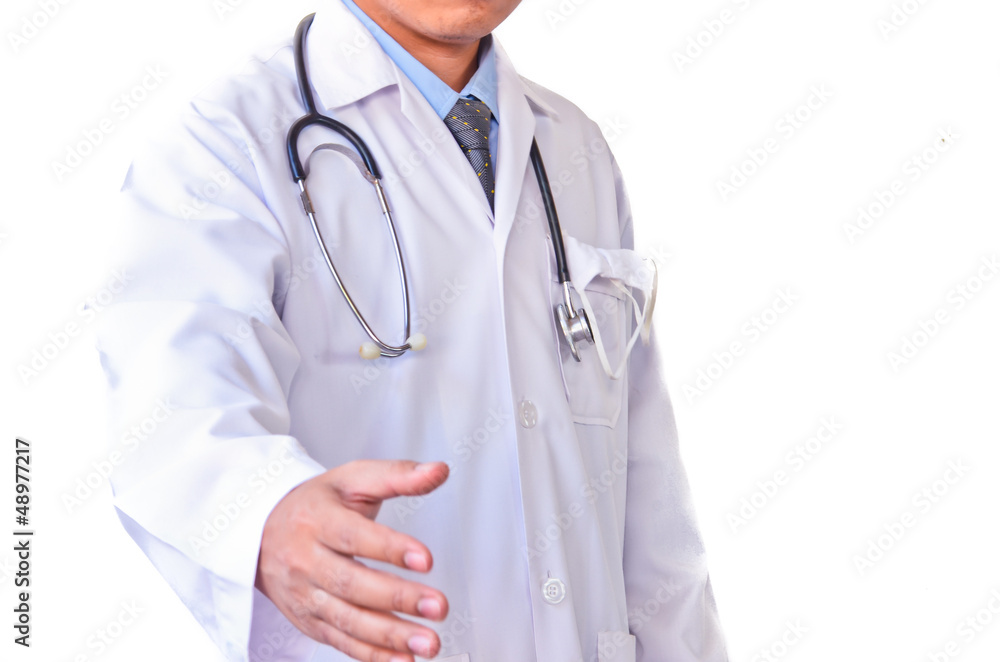 Close up of a doctors lab white coat Close up of a doctors lab white coat
