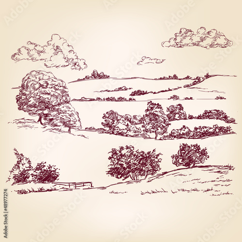 Landscape sketch drawing