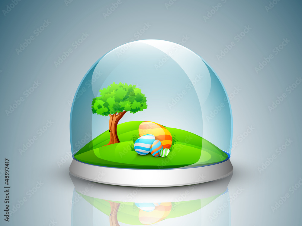 Beautiful painted Easter Eggs and nature background in glass gif Stock  Vector | Adobe Stock