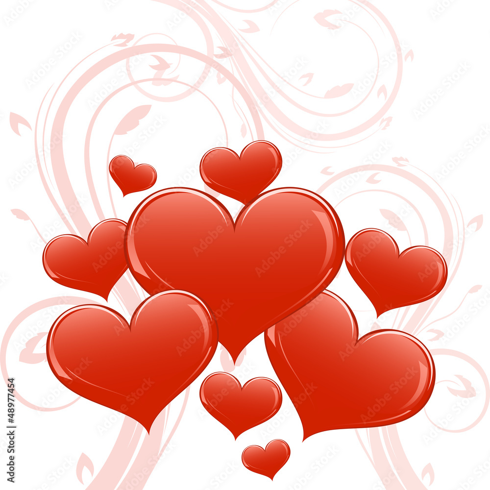 Abstract glossy heart shapes Valentine card. Abstract glossy heart shapes Valentine card.