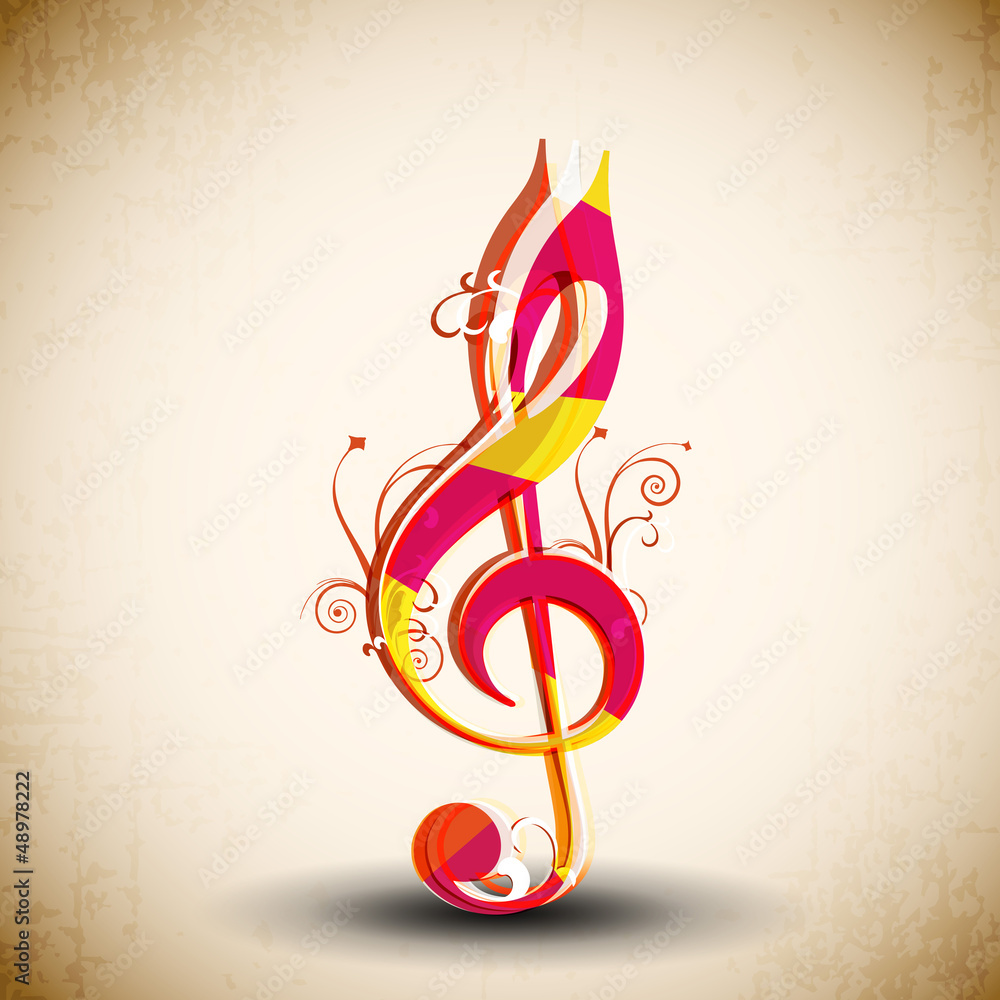 Naklejka premium Colorful Musical Note on abstract background.