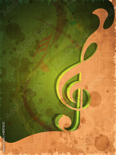 Retro musical background with musical note.