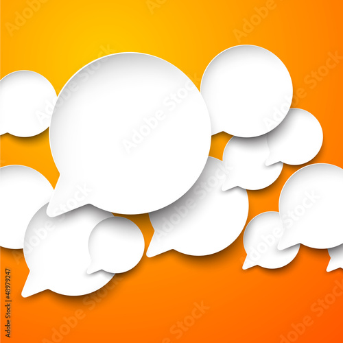 Paper white speech bubbles.