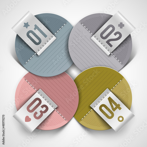 Numbered infographics round paper labels