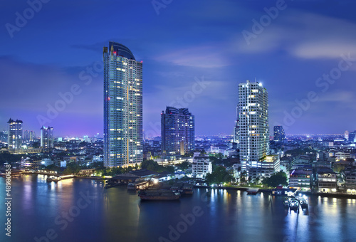 Night Urban City Skyline  Bangkok  Thailand