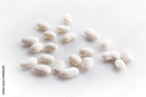White haricot beans on white background