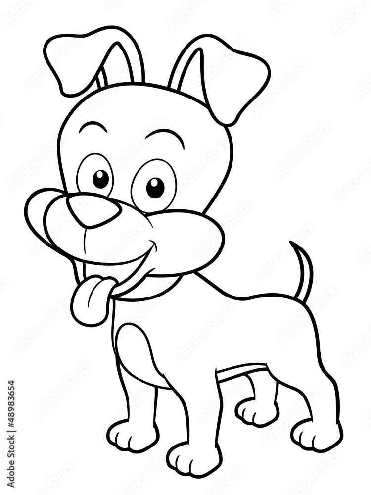 illustration of Cartoon Dog - Coloring book illustration of Cartoon Dog - Coloring book