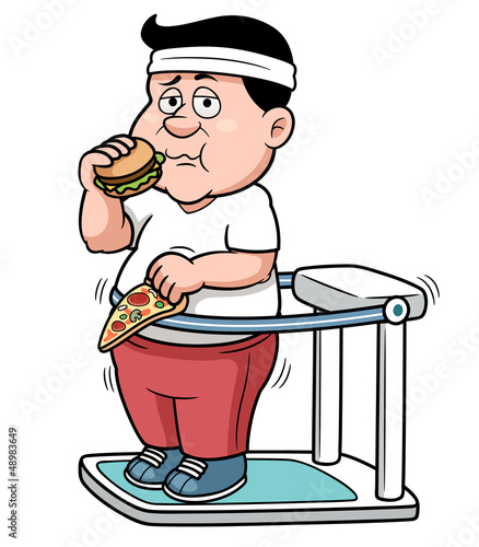 illustration of fat man fitness