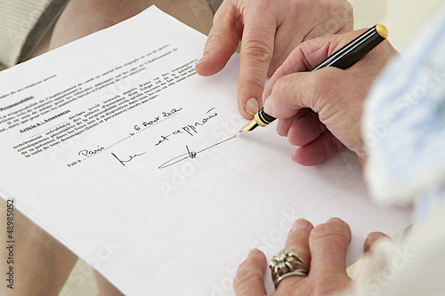 Tableau sur toile 3em âge - Signature d'un contrat
