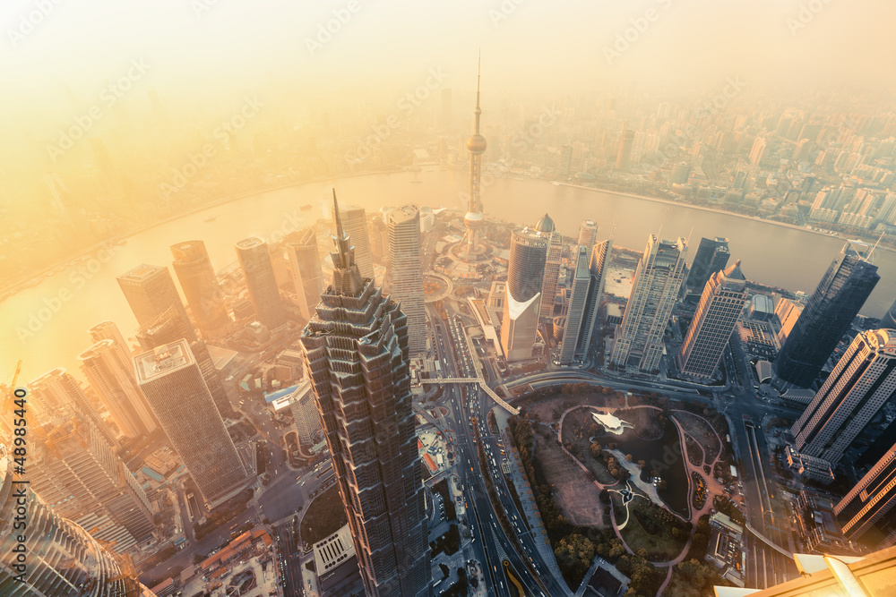 Shanghai skyline - obrazy, fototapety, plakaty 