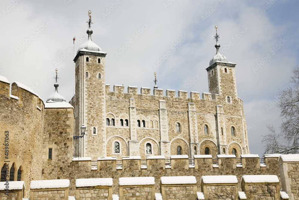 Snow covered Tower of London