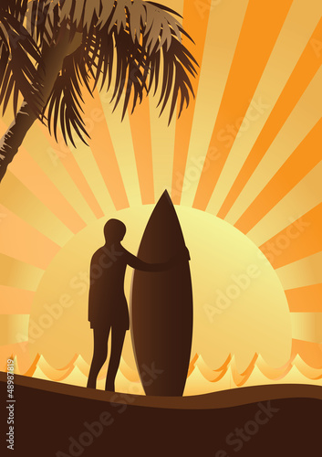 surfer at sunset