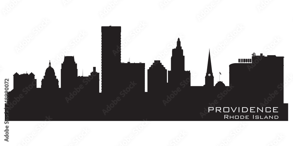 Providence, Rhode Island skyline. Detailed city silhouette
