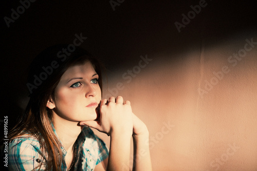 woman suffering from a severe depression photo