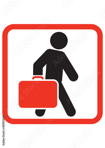 Passenger with luggage moving forward