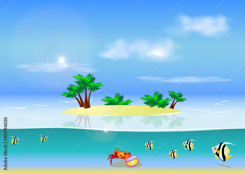 tropical island vector background