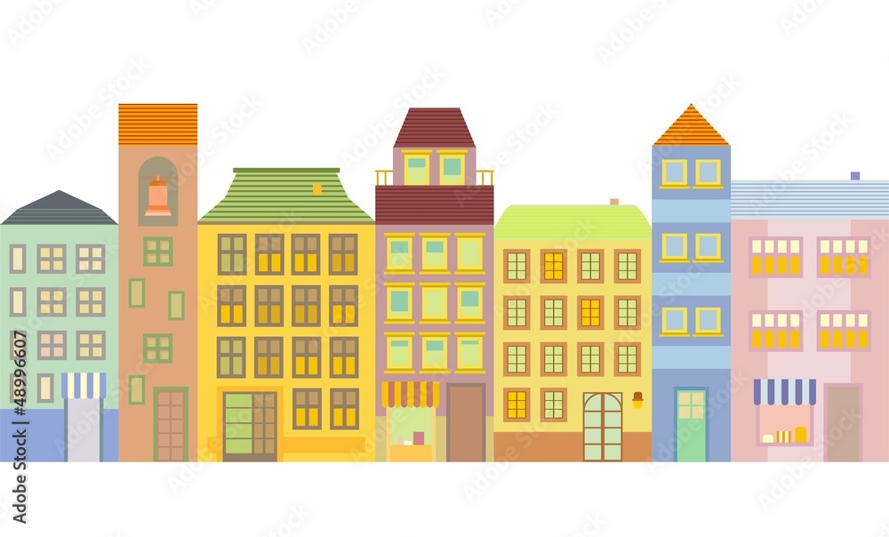 Buildings in Town Block vector illustration