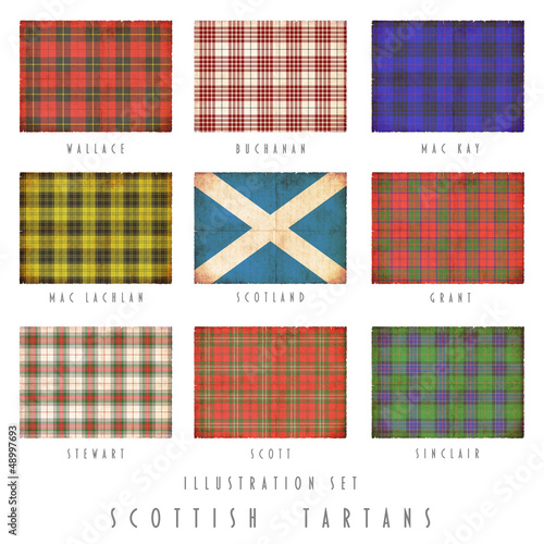 Bilde på lerret Schottische Tartans im Grunge-Look
